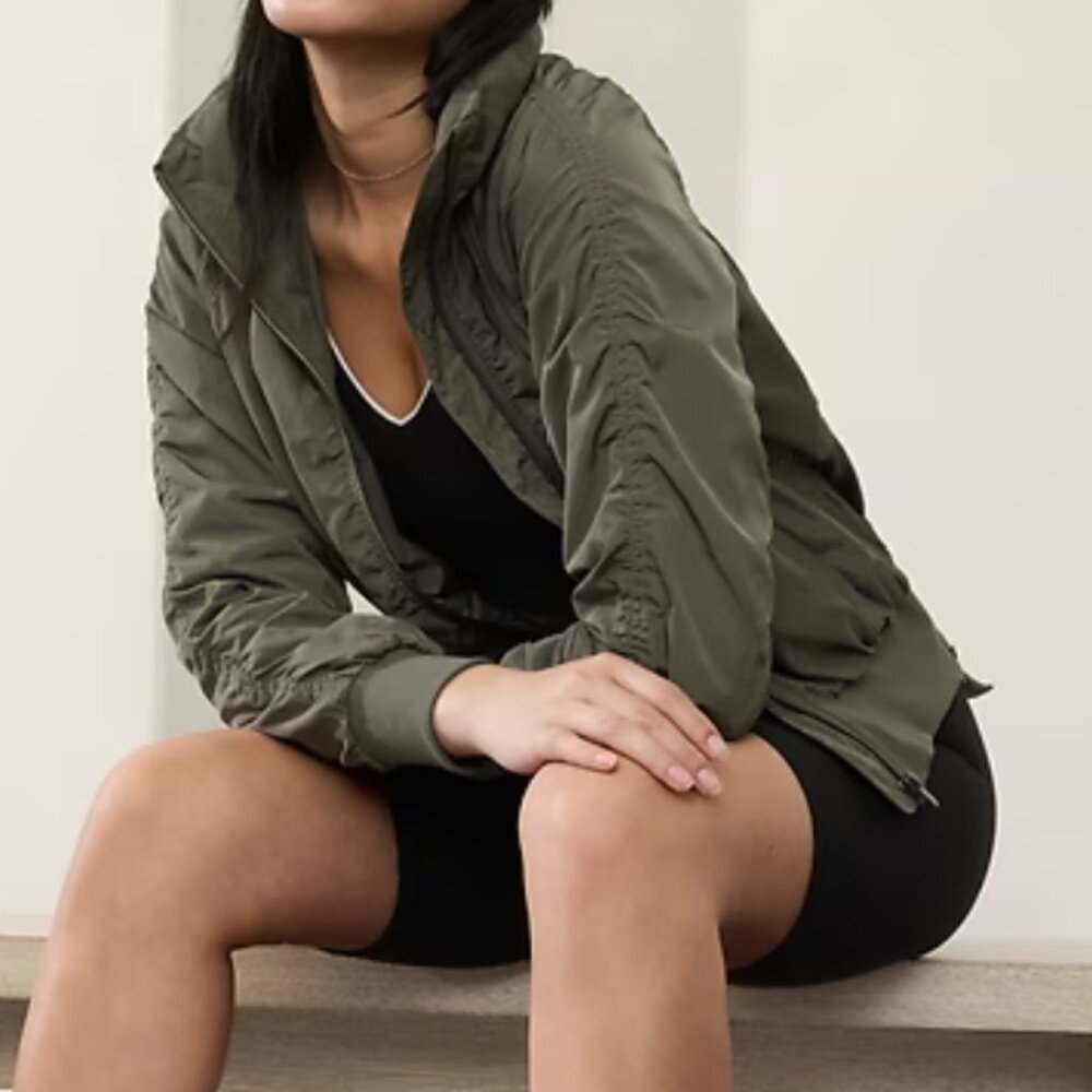 Athleta Jetset Bomber Jacket - Size Medium in Moss Green